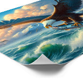 Majestic Eagle Swooping Down to Catch Fish 7"x5" Poster (Hoek)
