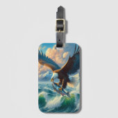 Majestic Eagle Swooping Down to Catch Fish Bagagelabel (Voorkant (verticaal))