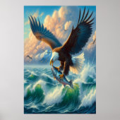 Majestic Eagle Swooping Down to Catch Fish Poster (Voorkant)