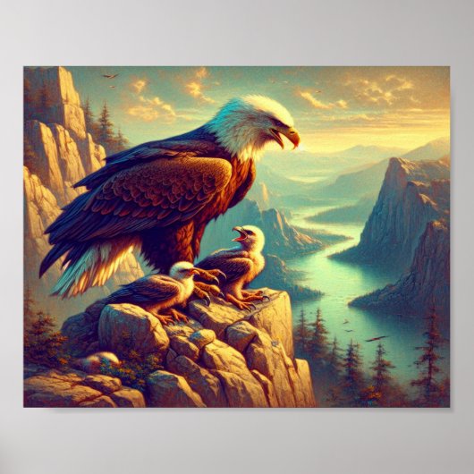 Majestic Eagle vangen van een meer forel 10 "x8" Poster (Voorkant)