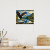 Majestic Eagle vangen van een meer forel 20x16 Poster (Keuken)