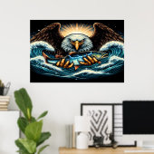 Majestic Eagle vangen van verse vis Poster (Thuiskantoor)