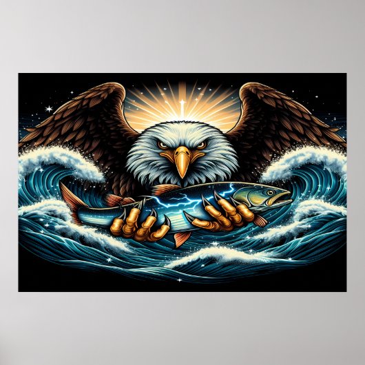 Majestic Eagle vangen van verse vis Poster (Voorkant)