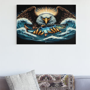 Majestic Eagle vangen van verse vis Poster