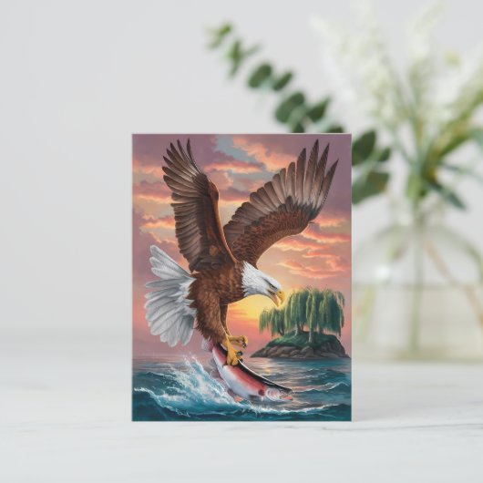 Majestic Eagle vangt prooi Briefkaart (Staand voorkant)