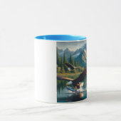 Majestic Eagle Vissen vangen bij zonsopgang 20x16 Mok (Midden)