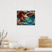 Majestic Eagle Vist in een golf 20x16 Poster (Keuken)