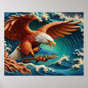 Majestic Eagle Vist in een golf 20x16 Poster