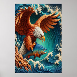 Majestic Eagle Vist in een golf 24x36 Poster