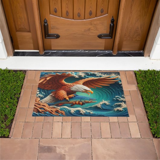 Majestic Eagle Vist in een golf 36x24 Deurmat (Buiten)