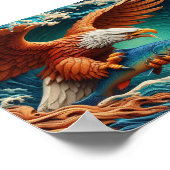 Majestic Eagle Vist in een golf 5x7 Poster (Hoek)