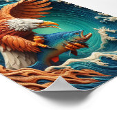 Majestic Eagle Vist in een golf 7x5 Poster (Hoek)