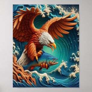 Majestic Eagle Vist in een golf 8x10 Poster
