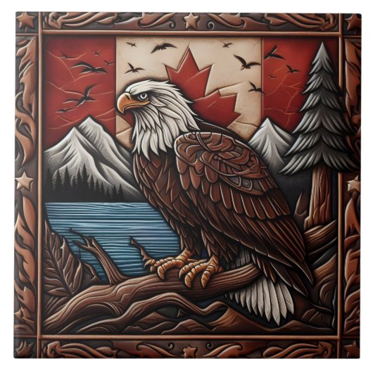 Majestic Eagle voor het Canadese landschap Tegeltje (Voorkant)