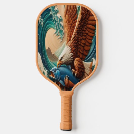 Majestic Eagle zweeft over vis Pickleball Paddle (Achterkant)