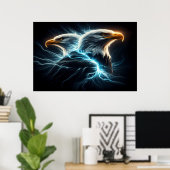 Majestic Eagles dansen temidden van bliksem Poster (Thuiskantoor)