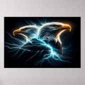 Majestic Eagles dansen temidden van bliksem Poster (Voorkant)