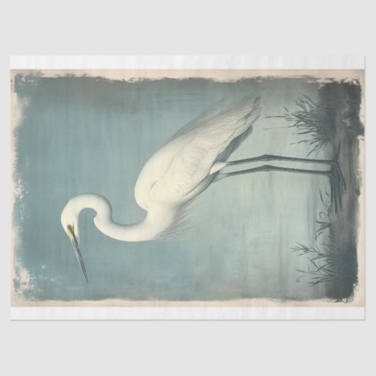 Majestic Egret in Kust Waterverf Decoupage Tissuepapier (Voorkant)