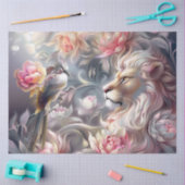 Majestic Elegant  Floral Lion Head & Bird Tissuepapier (Craft)