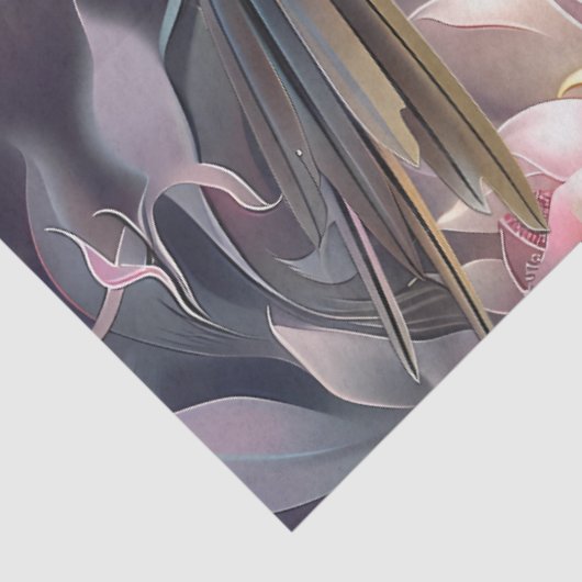 Majestic Elegant  Floral Lion Head & Bird Tissuepapier (Detail)