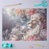 Majestic Elegant  Floral Lion Head Decoupage  Tissuepapier (Craft)