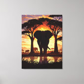 Majestic Elephant at Sunset in the African Savanna Canvas Afdruk (Voorkant)