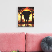Majestic Elephant at Sunset in the African Savanna Canvas Afdruk (Insitu (Woonkamer))