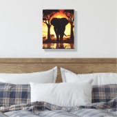 Majestic Elephant at Sunset in the African Savanna Canvas Afdruk (Insitu (Slaapkamer))