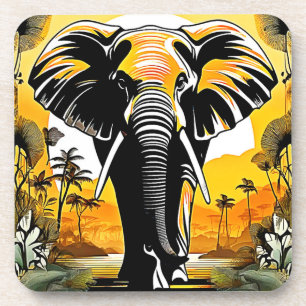 Majestic Elephant Sunset Bier Onderzetter