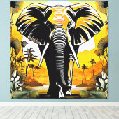 Majestic Elephant Sunset Canvas Afdruk (Insitu (Houten vloer))