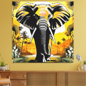 Majestic Elephant Sunset Canvas Afdruk (Insitu (Woonkamer))
