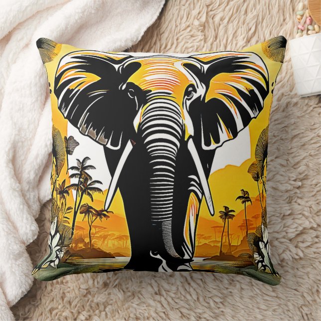 Majestic Elephant Sunset Kussen (Deken)