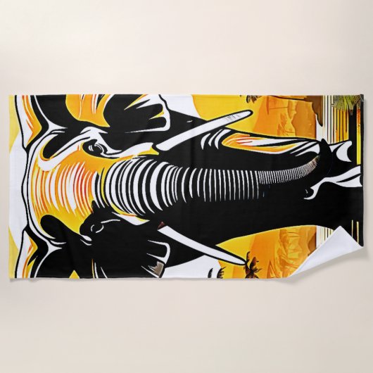 Majestic Elephant Sunset Strandlaken (Voorkant)