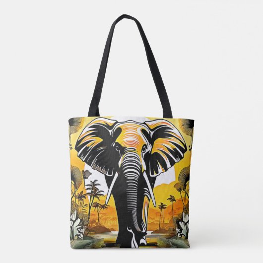Majestic Elephant Sunset Tote Bag (Achterkant)