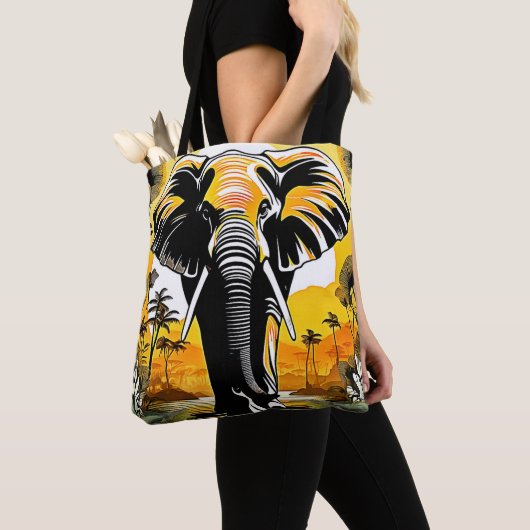 Majestic Elephant Sunset Tote Bag (Dichtbij)