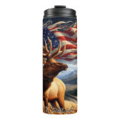 Majestic Elk American Flag Landscape Thermosbeker (Voorkant)