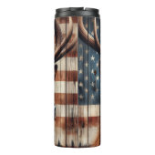 Majestic Elk Amerikaanse vlag hout Thermosbeker (Achterkant)