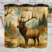 Majestic Elk Autumn Forest Waterverf Thermosbeker