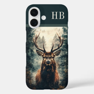 Majestic Elk Hert Monogram Gepersonaliseerd iPhone 16 Hoesje