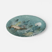 Majestic Elk in Forest Full Moon Snowfall Holiday Papieren Bordje (Gekanteld)