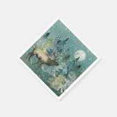 Majestic Elk in Forest Full Moon Snowfall Holiday Servet (Hoek)