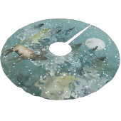 Majestic Elk in Forest Full Moon Snowfall Kerstboom Rok (Gekanteld)