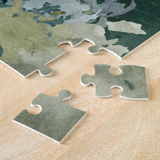 Majestic Elk in Forest Full Moon Waterverf Legpuzzel (Zijkant)