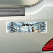 Majestic Elk in het winterwonderland van Snowy Mon Bumpersticker (Op auto)