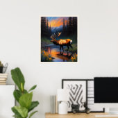 Majestic Elk in Rocky Mountains Natuur Scène Poster (Thuiskantoor)
