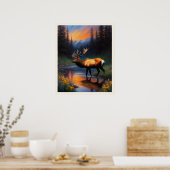 Majestic Elk in Rocky Mountains Natuur Scène Poster (Keuken)