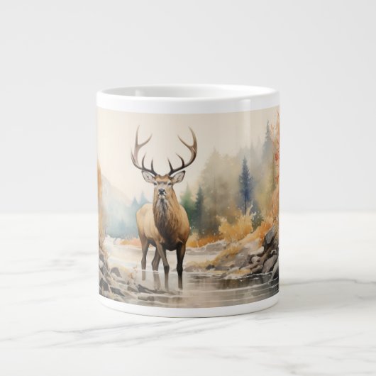 Majestic Elk: Ongetemde schoonheid in het wild Grote Koffiekop (Voorkant)