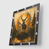 Majestic Elk Rock Forest Vierkante Klok (Hoek)