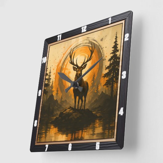Majestic Elk Rock Forest Vierkante Klok (Hoek)