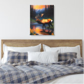 Majestic Elk Staande Berg Stoom Schilderen Canvas Afdruk (Insitu (Slaapkamer))